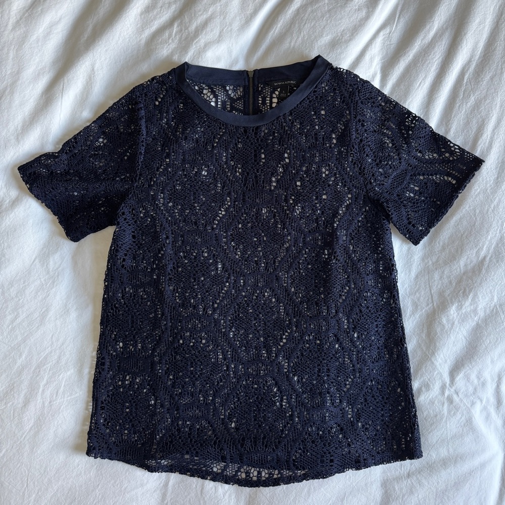 Navy Lace Top
